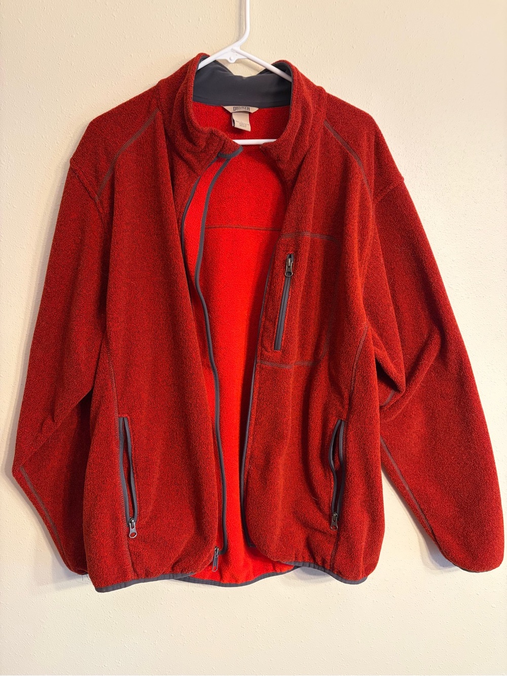 Duluth Trading Men's Red Fleece Zip-Up Jacket